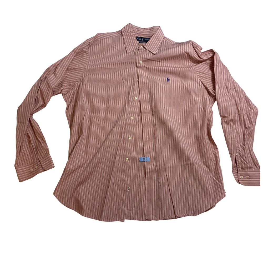 Ralph Lauren Mens XL Classic Fit Striped Button Down Shirt‎ Red White Blue Pony